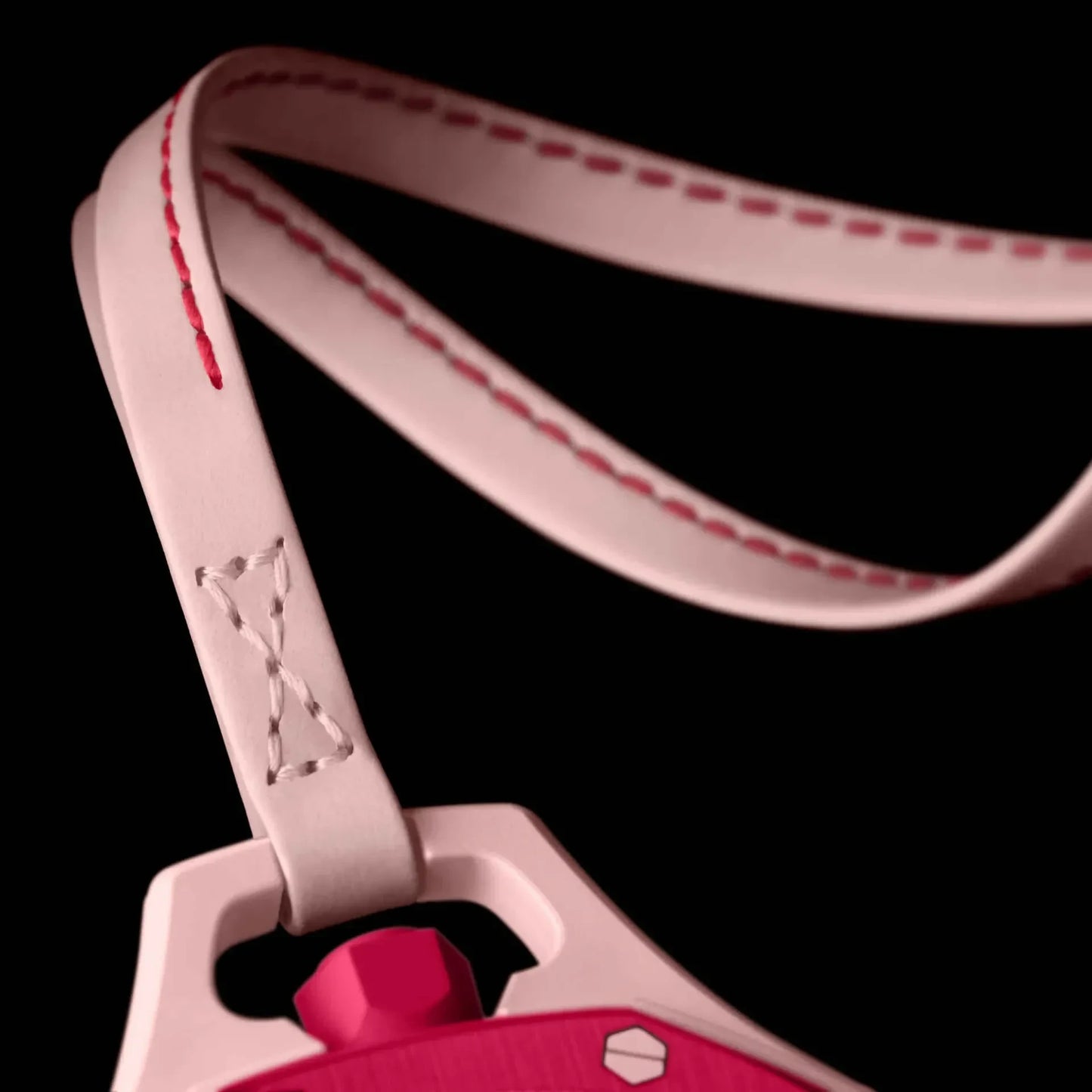 inkspireluxury Audemars Piguet x Swatch pocket watch accessory with a pale pink strap and magenta watch case