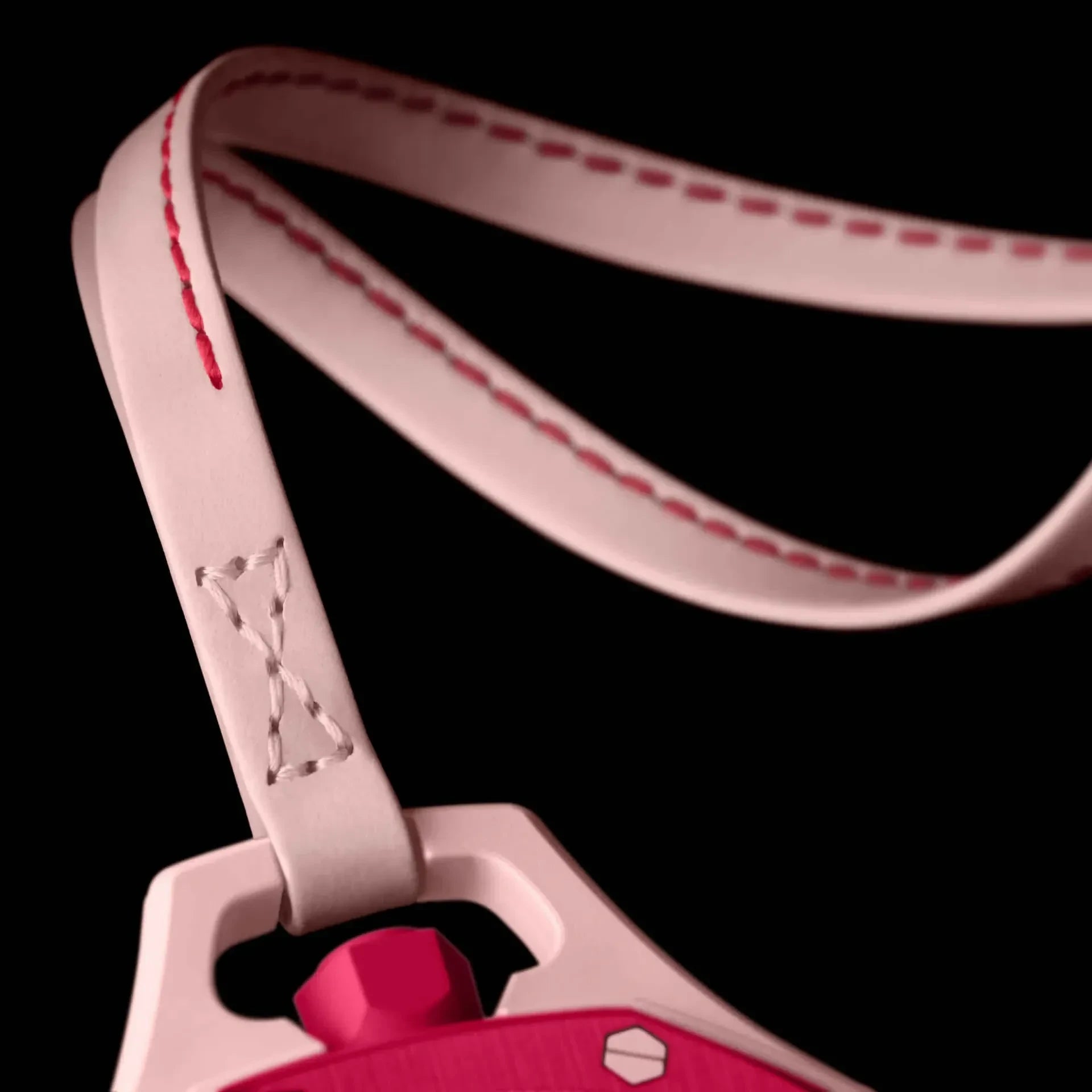 inkspireluxury Audemars Piguet x Swatch pocket watch accessory with a pale pink strap and magenta watch case